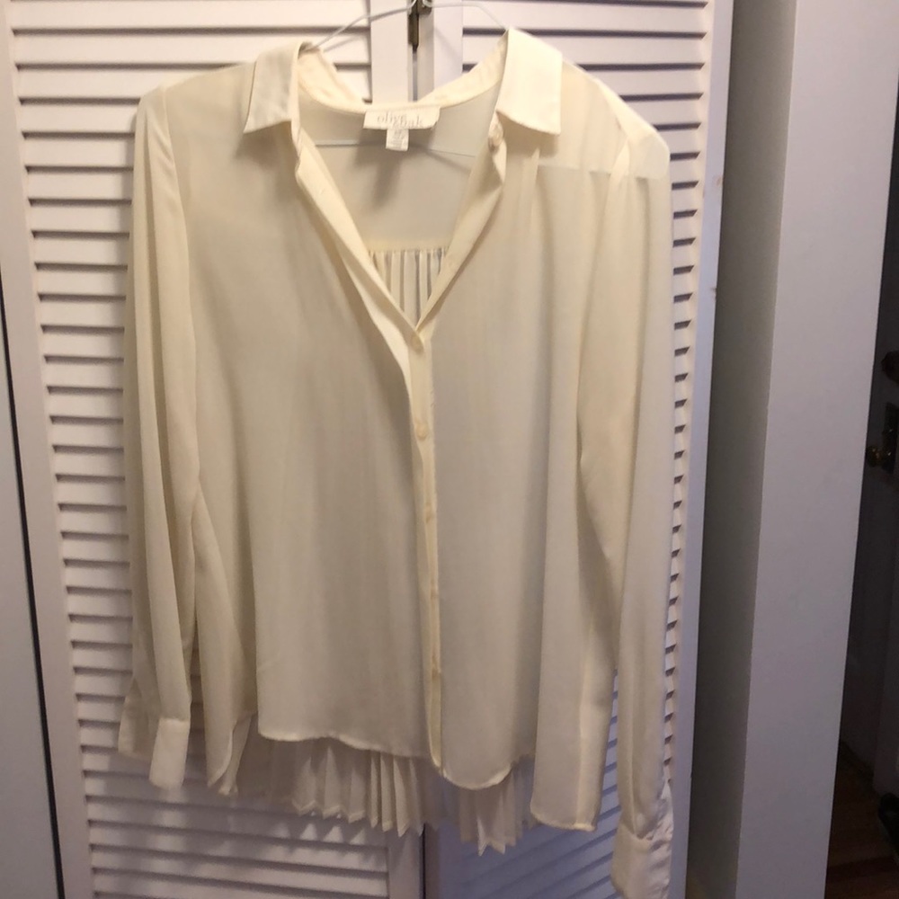 Olive and oak button down blouse with pleated back